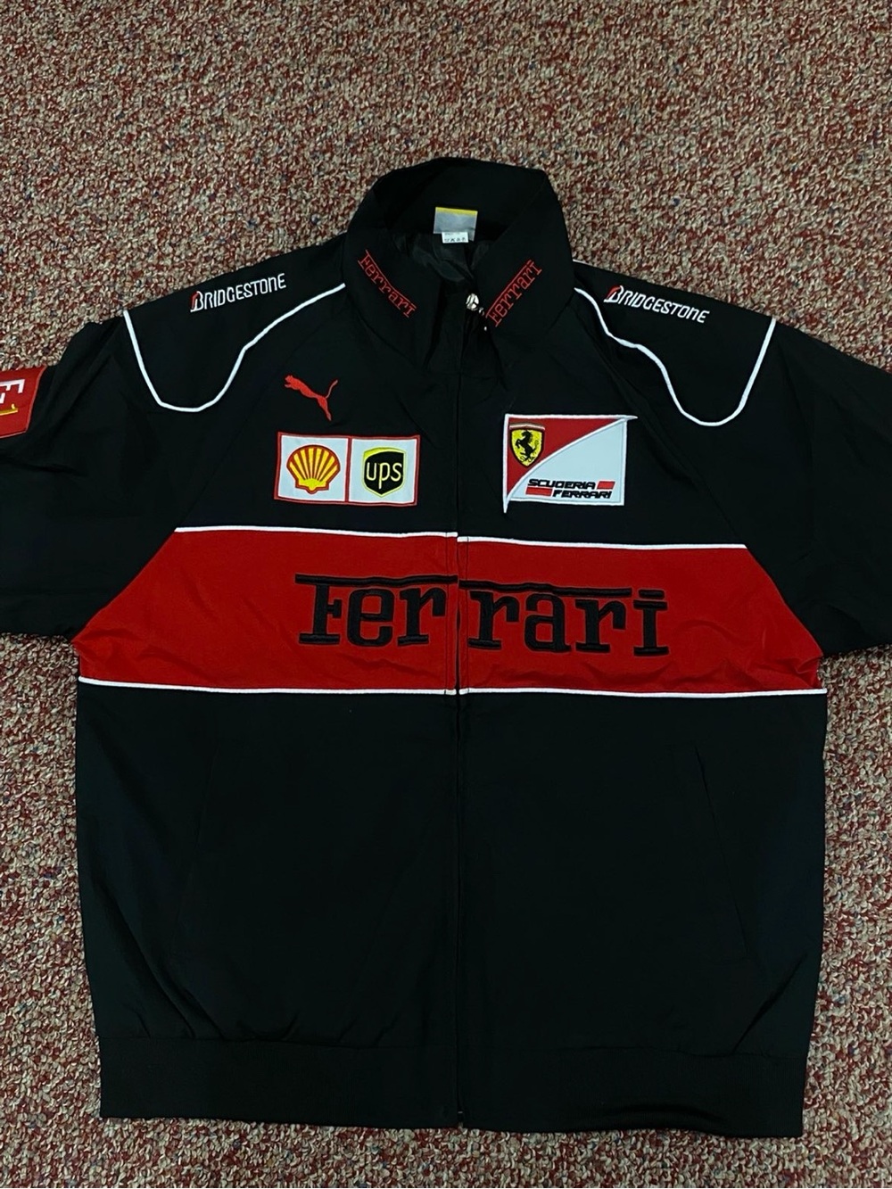 Ferrari Black & Red Racing Patch Bomber Jacket - Picture 3 of 5